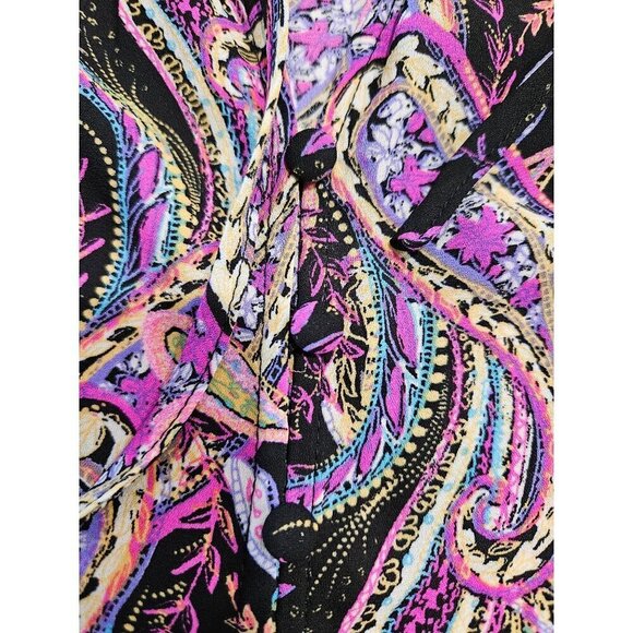 Rose + Olive Size XL Purple Paisley Blouse Top Long Sleeve Top Boho - Picture 5 of 11